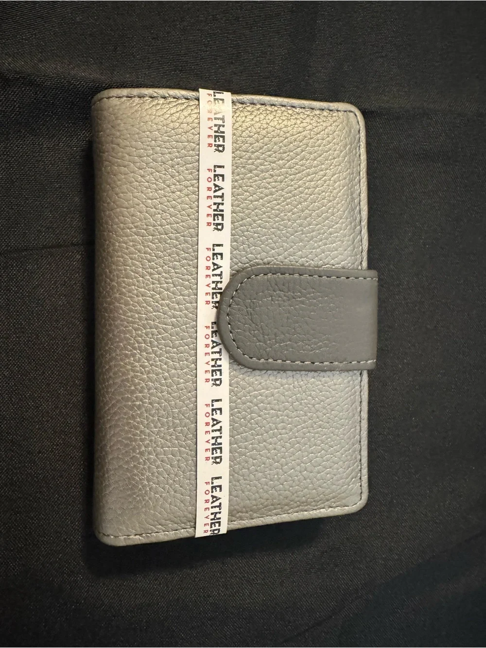 NEW Gray Genuine Leather Anti-theft Wallet with Snap Closure